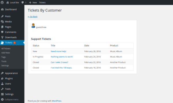 EDD Support Tickets, Tickets By Customer