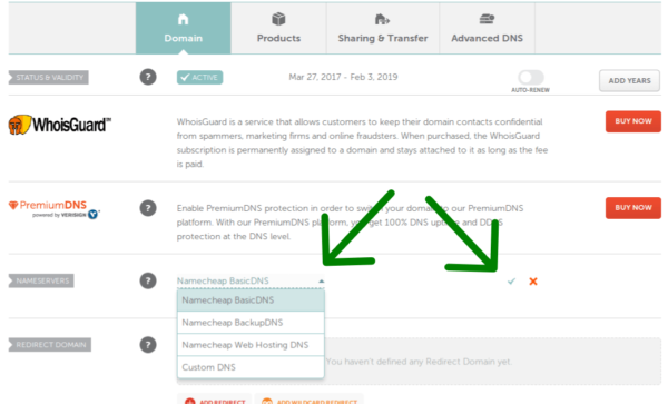 Namecheap BasicDNS Nameservers