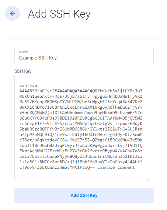 The Add SSH Key input field when deploying a Vultr server